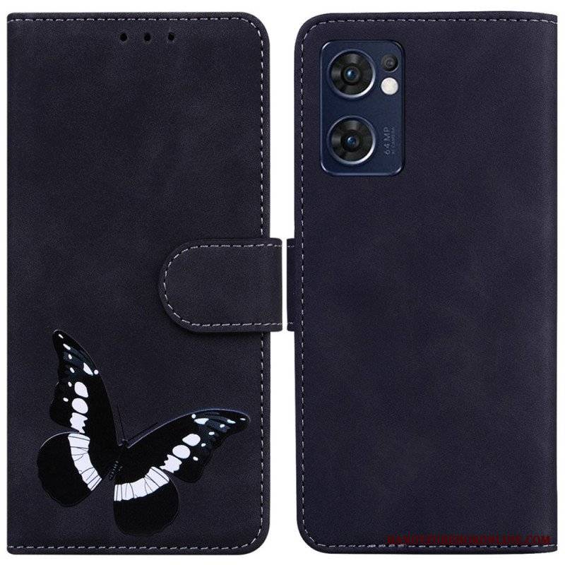 Etui Folio do Oppo Find X5 Lite Motyl Dotykający Skóry