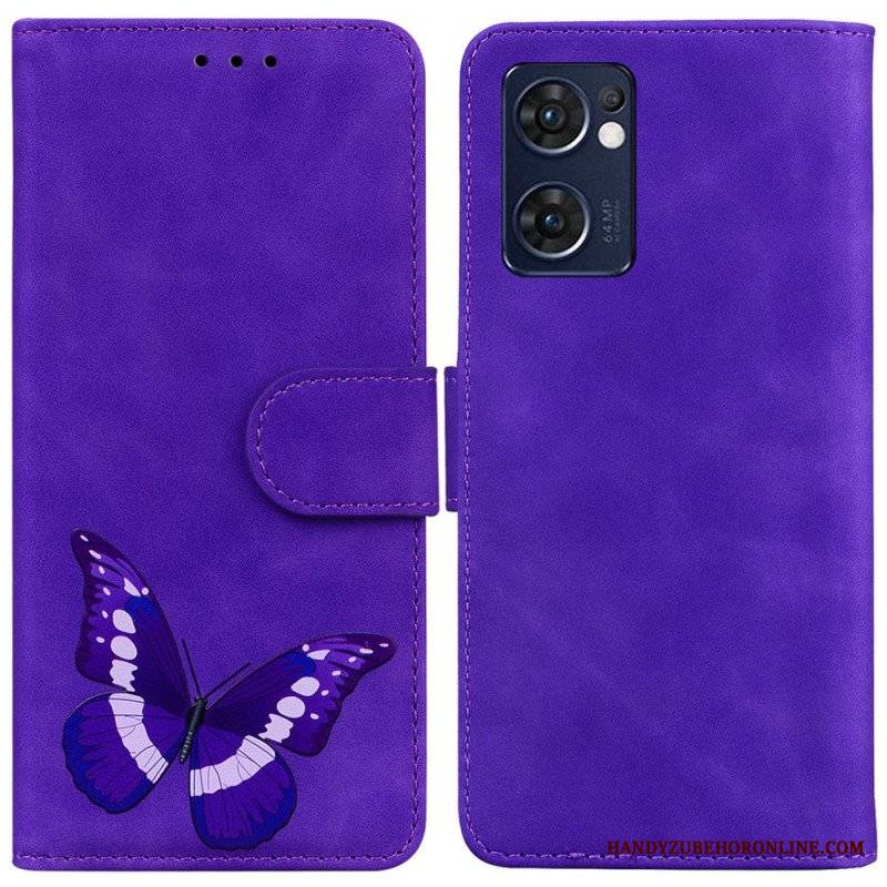 Etui Folio do Oppo Find X5 Lite Motyl Dotykający Skóry