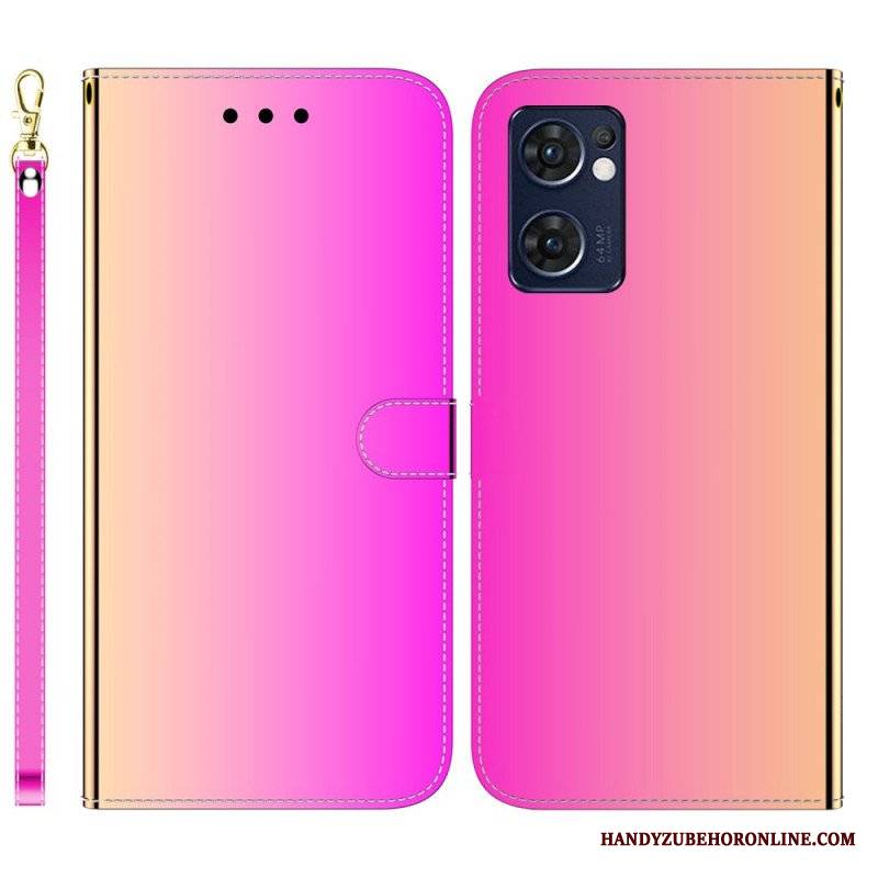 Etui Folio do Oppo Find X5 Lite Osłona Lusterka Ze Sztucznej Skóry