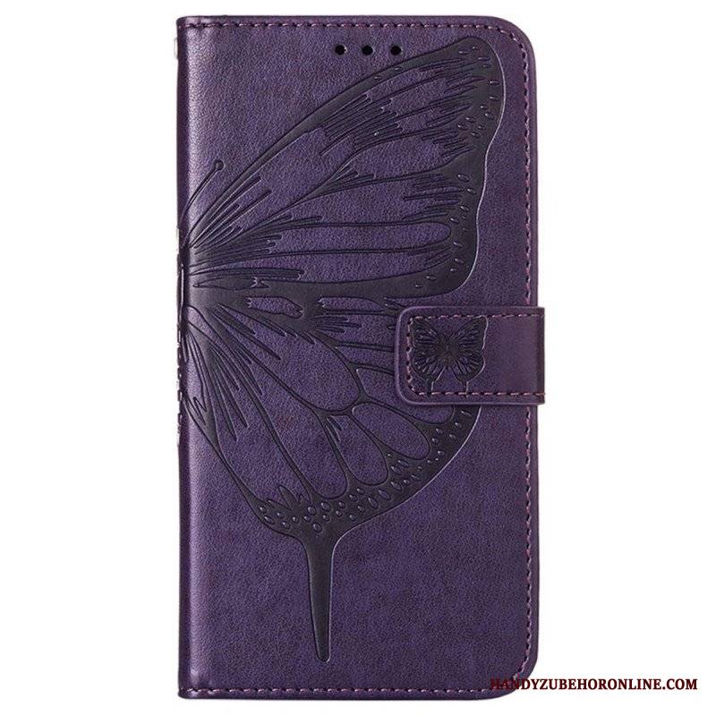 Etui Folio do Oppo Reno 8 Pro z Łańcuch Barokowy Motyl Z Paskami