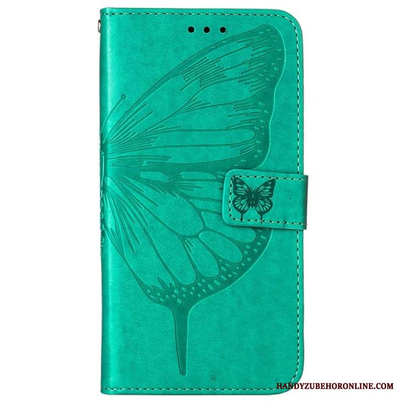 Etui Folio do Oppo Reno 8 Pro z Łańcuch Barokowy Motyl Z Paskami