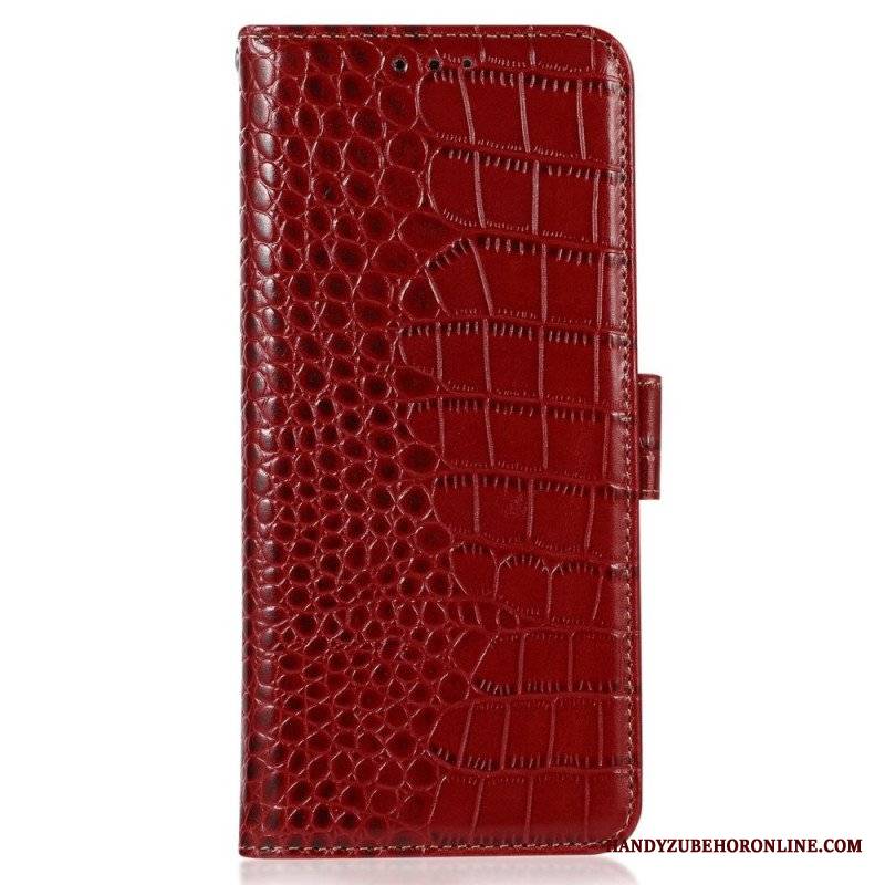 Etui Folio do Oppo Reno 8 Rfid W Stylu Krokodyla