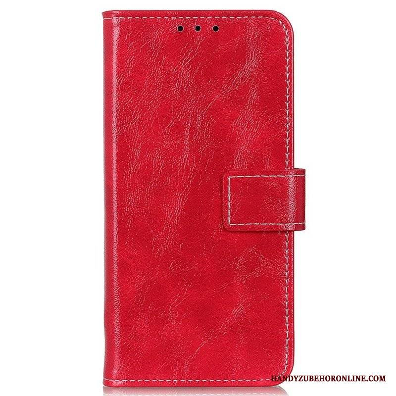 Etui Folio do Poco M4 5G Lakierowana Z Widocznymi Szwami