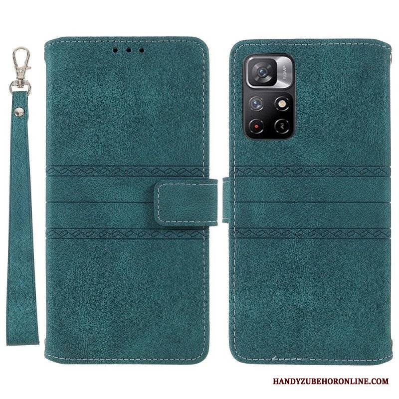 Etui Folio do Poco M4 Pro 5G Koronkowe Szwy