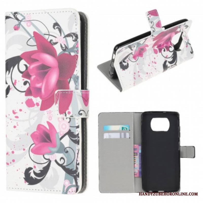 Etui Folio do Poco X3 / X3 Pro / X3 NFC Tropikalne Kwiaty