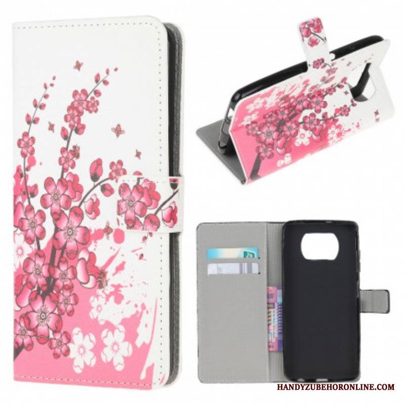 Etui Folio do Poco X3 / X3 Pro / X3 NFC Tropikalne Kwiaty