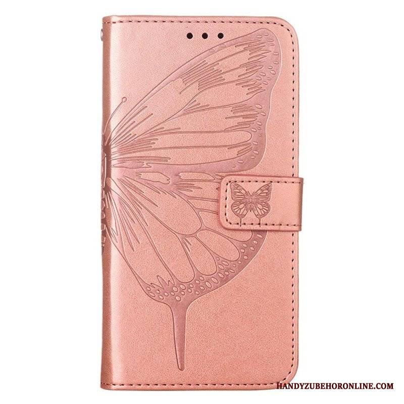 Etui Folio do Poco X4 GT z Łańcuch Motyl W Paski