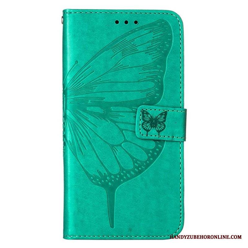 Etui Folio do Poco X4 GT z Łańcuch Motyl W Paski