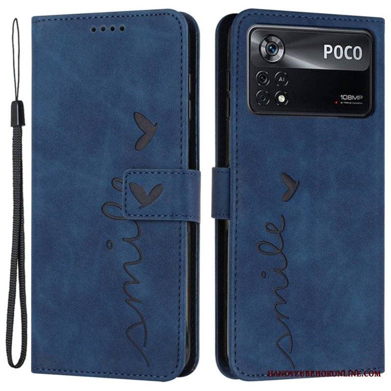 Etui Folio do Poco X4 Pro 5G z Łańcuch Pasiasty Uśmiech