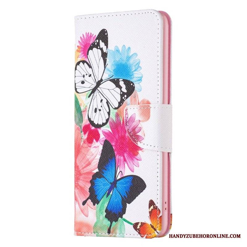 Etui Folio do Poco X5 5G Akwarela Motyle