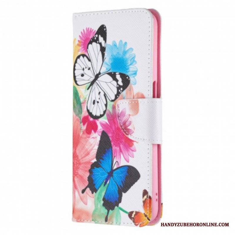 Etui Folio do Realme 8 5G Malowane Motyle I Kwiaty