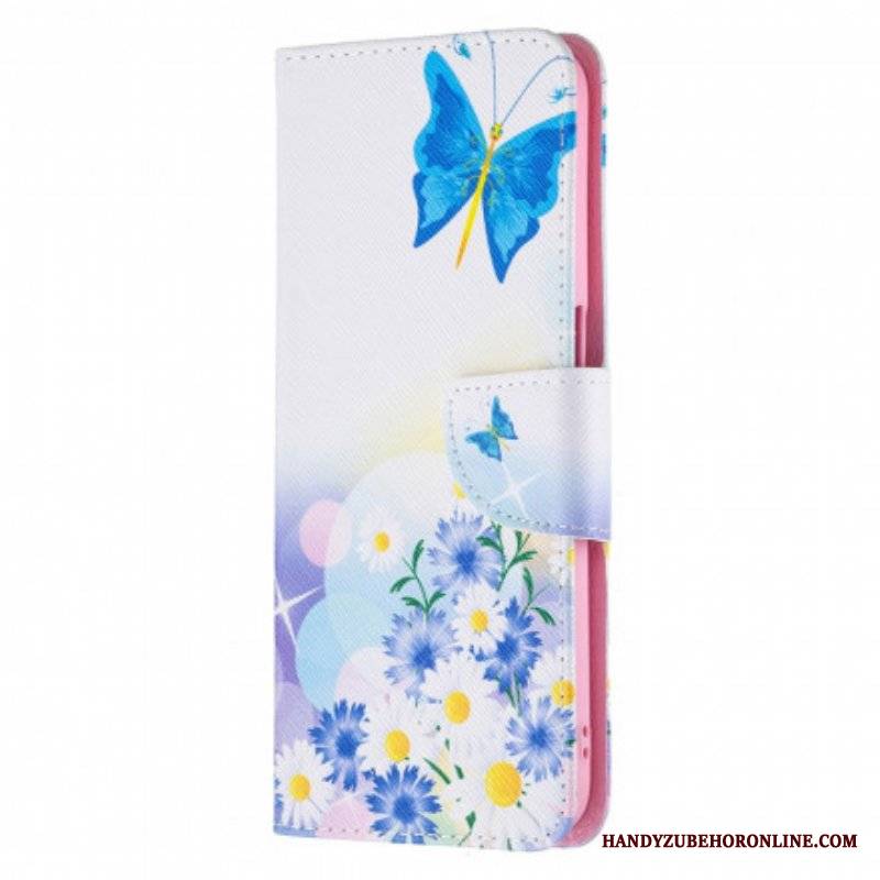 Etui Folio do Realme 8 5G Malowane Motyle I Kwiaty