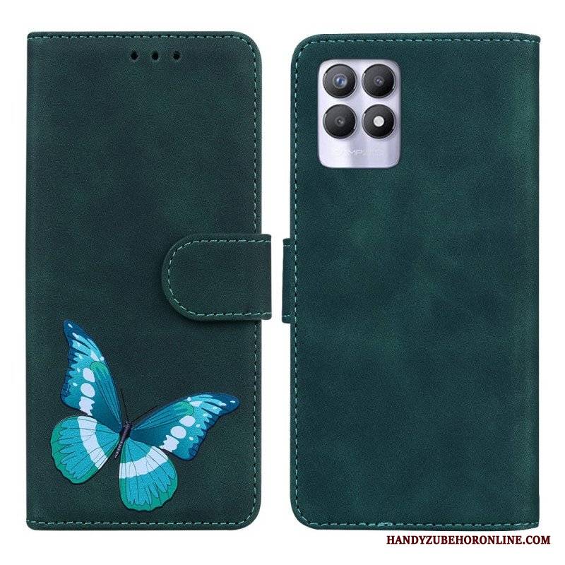 Etui Folio do Realme 8i Motyl Dotykający Skóry