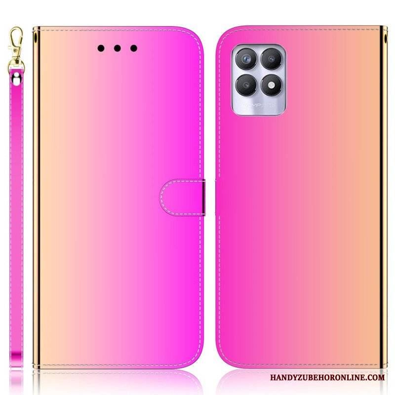 Etui Folio do Realme 8i Osłona Lusterka Ze Sztucznej Skóry