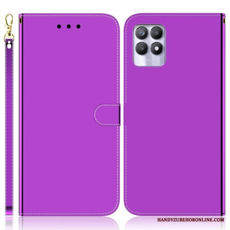 Etui Folio do Realme 8i Osłona Lusterka Ze Sztucznej Skóry