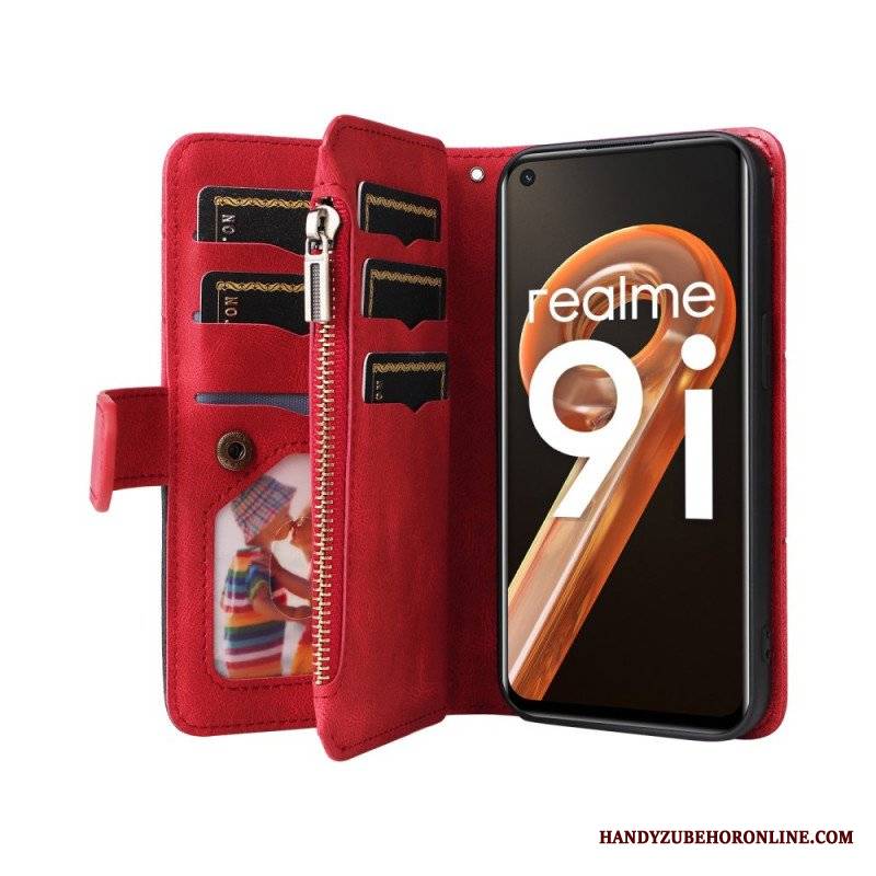 Etui Folio do Realme 9i z Łańcuch Portfel Z Paskiem W Podszewkę