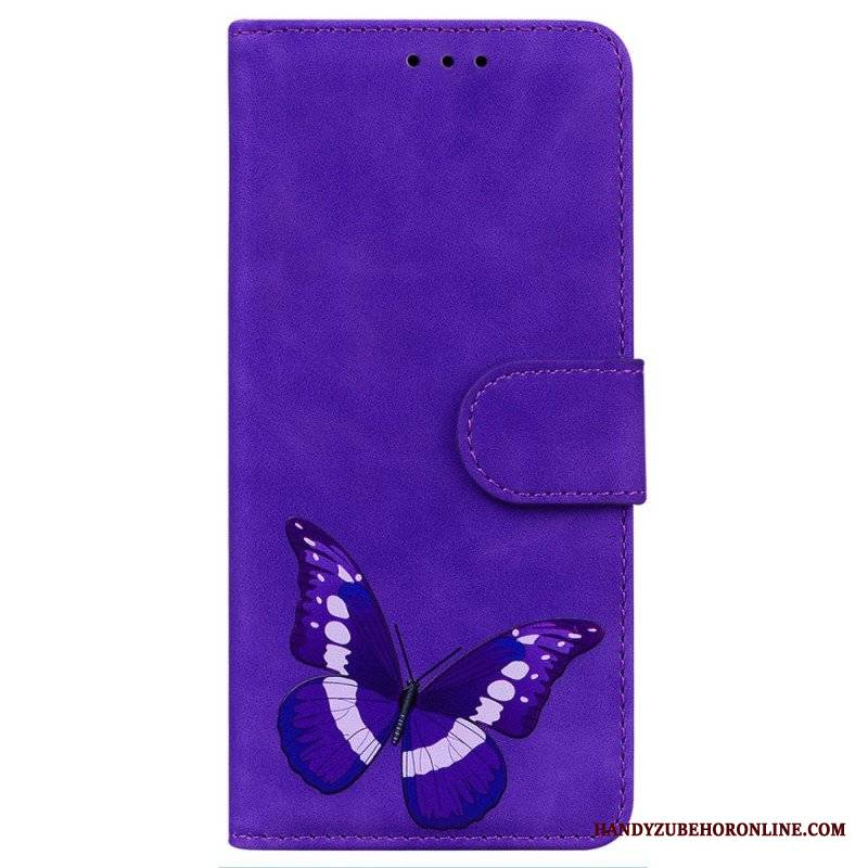 Etui Folio do Realme C35 Motyl Dotykający Skóry