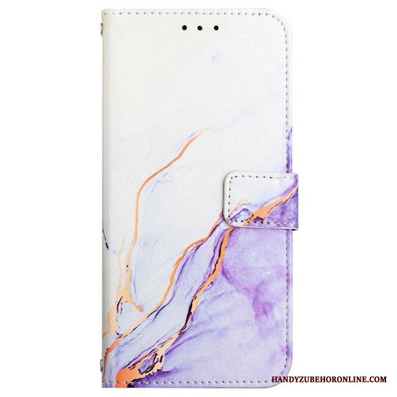 Etui Folio do Samsung Galaxy A13 z Łańcuch Pasek Marmuru