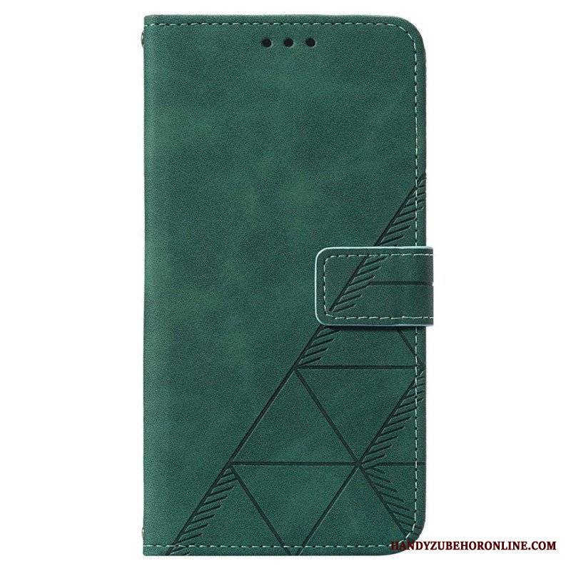 Etui Folio do Samsung Galaxy A14 / A14 5G Trójkąty Ze Smyczą