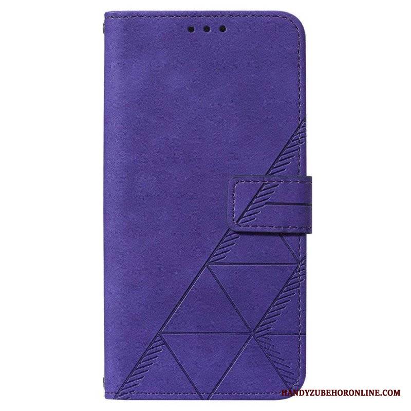 Etui Folio do Samsung Galaxy A14 / A14 5G Trójkąty Ze Smyczą