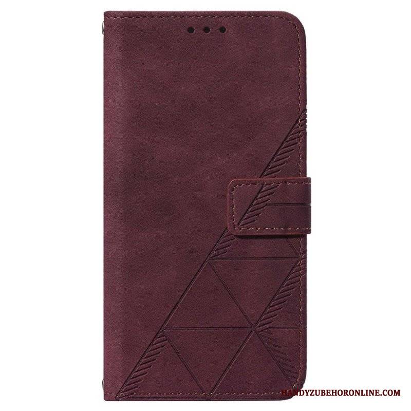 Etui Folio do Samsung Galaxy A14 / A14 5G Trójkąty Ze Smyczą