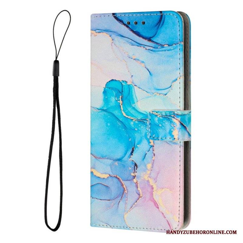 Etui Folio do Samsung Galaxy A14 / A14 5G z Łańcuch Pasek Marmuru