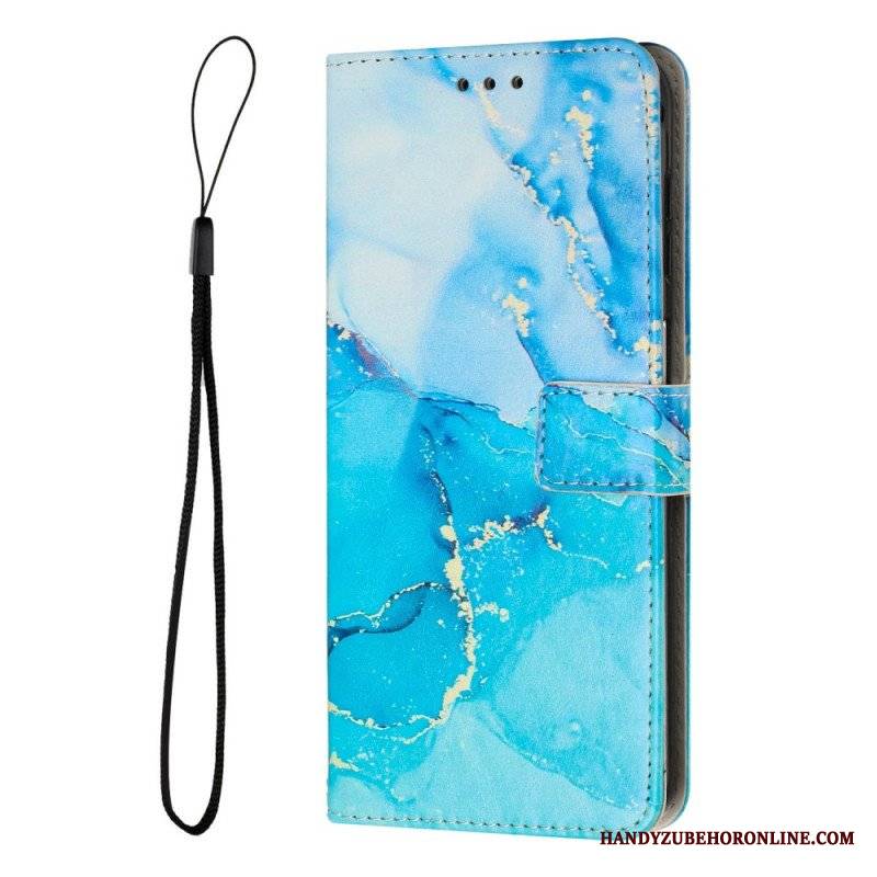 Etui Folio do Samsung Galaxy A14 / A14 5G z Łańcuch Pasek Marmuru