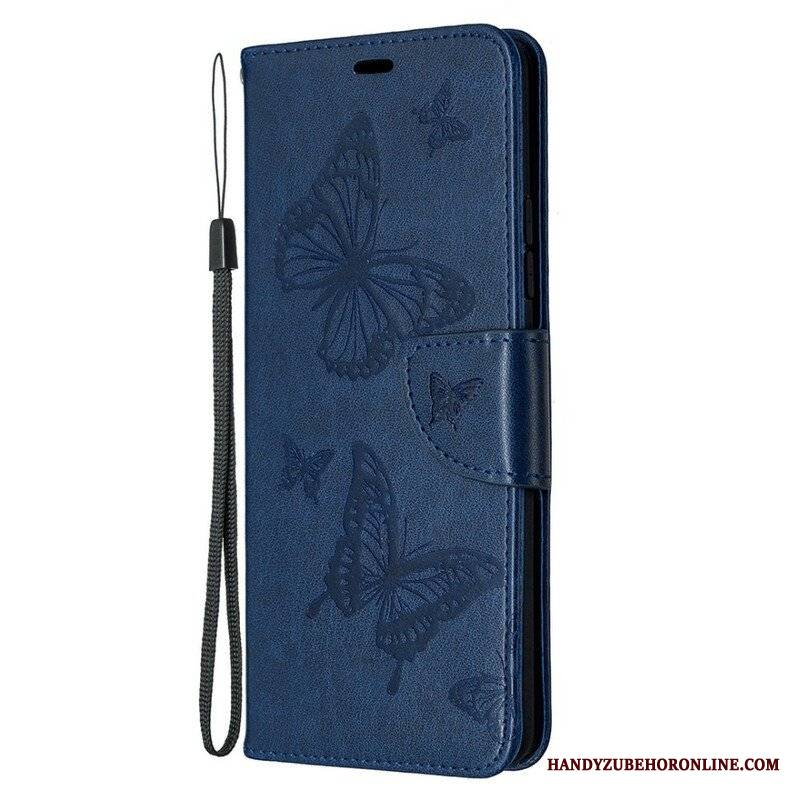 Etui Folio do Samsung Galaxy A42 5G Motyle W Locie Z Smyczą