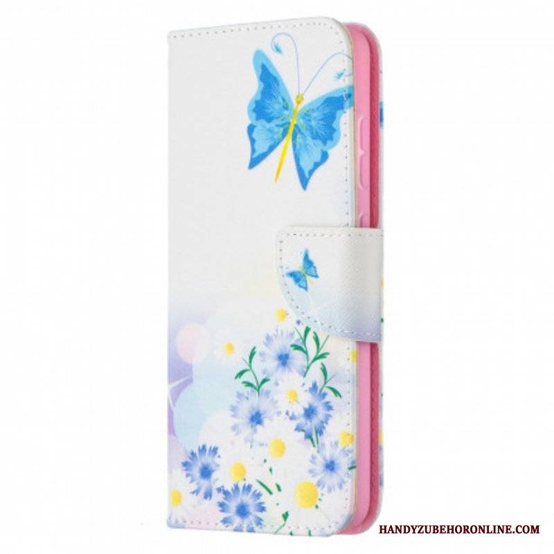 Etui Folio do Samsung Galaxy A52 4G / A52 5G / A52s 5G Malowane Motyle I Kwiaty