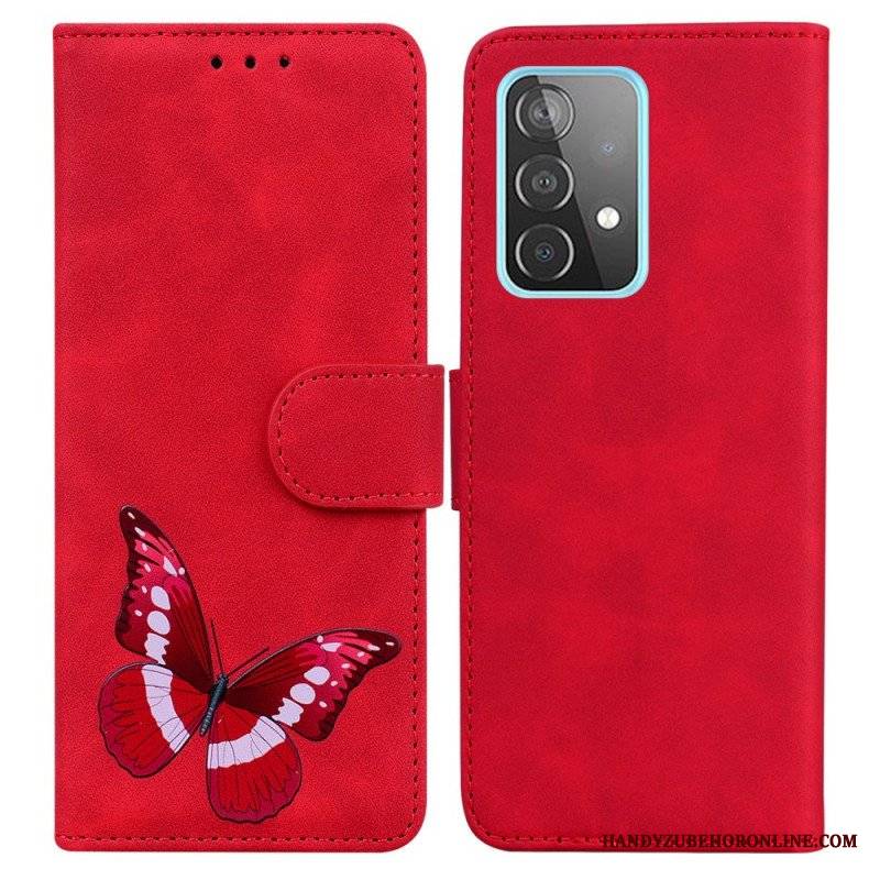 Etui Folio do Samsung Galaxy A52 4G / A52 5G / A52s 5G Motyl Dotykający Skóry