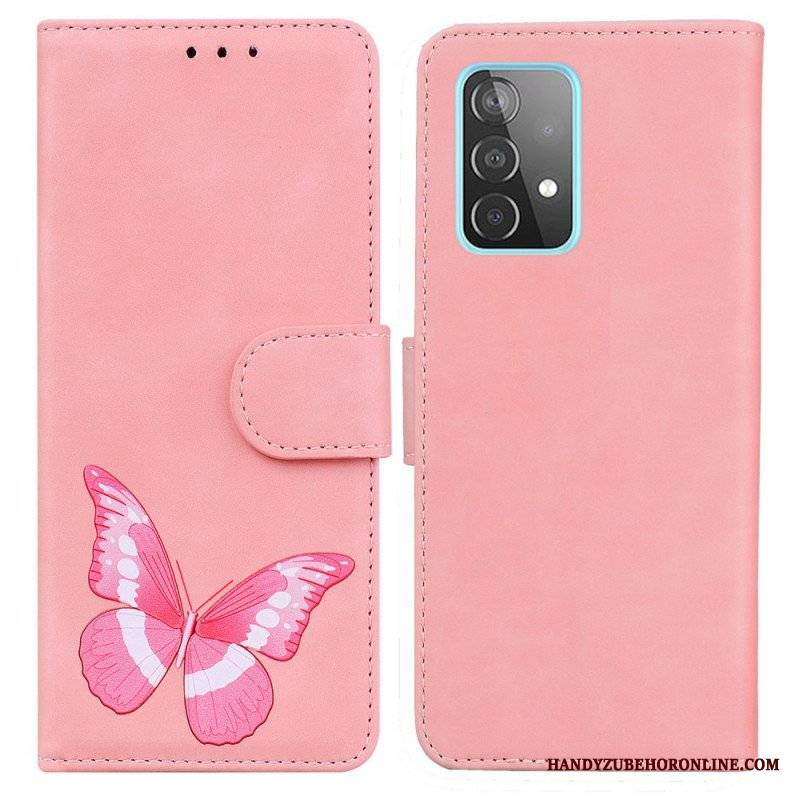 Etui Folio do Samsung Galaxy A52 4G / A52 5G / A52s 5G Motyl Dotykający Skóry