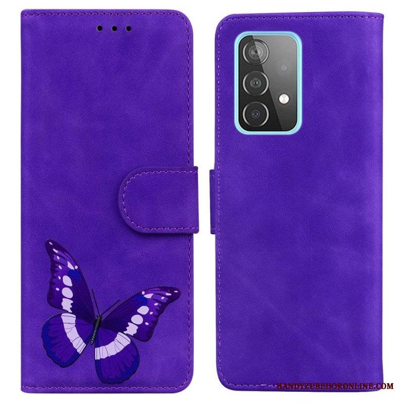 Etui Folio do Samsung Galaxy A52 4G / A52 5G / A52s 5G Motyl Dotykający Skóry