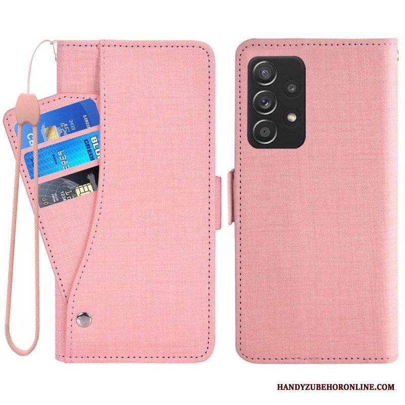 Etui Folio do Samsung Galaxy A53 5G Dżinsy Z Obrotowym Uchwytem Na Karty