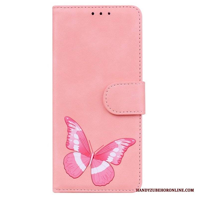 Etui Folio do Samsung Galaxy A53 5G Motyl Dotykający Skóry