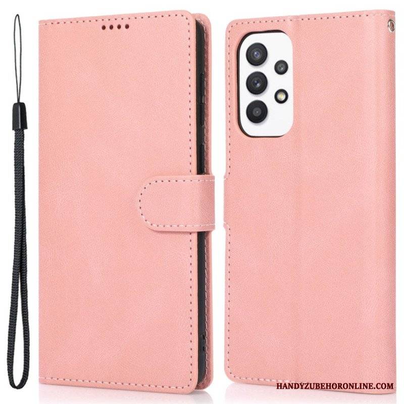 Etui Folio do Samsung Galaxy A53 5G z Łańcuch Skórzany Styl Vintage Z Paskami