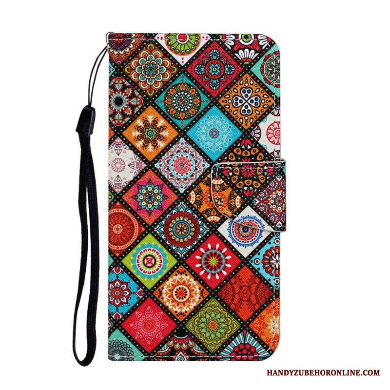 Etui Folio do Samsung Galaxy A54 5G Patchwork Ze Smyczą