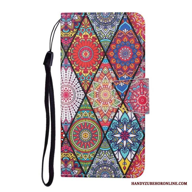 Etui Folio do Samsung Galaxy A54 5G Patchwork Ze Smyczą