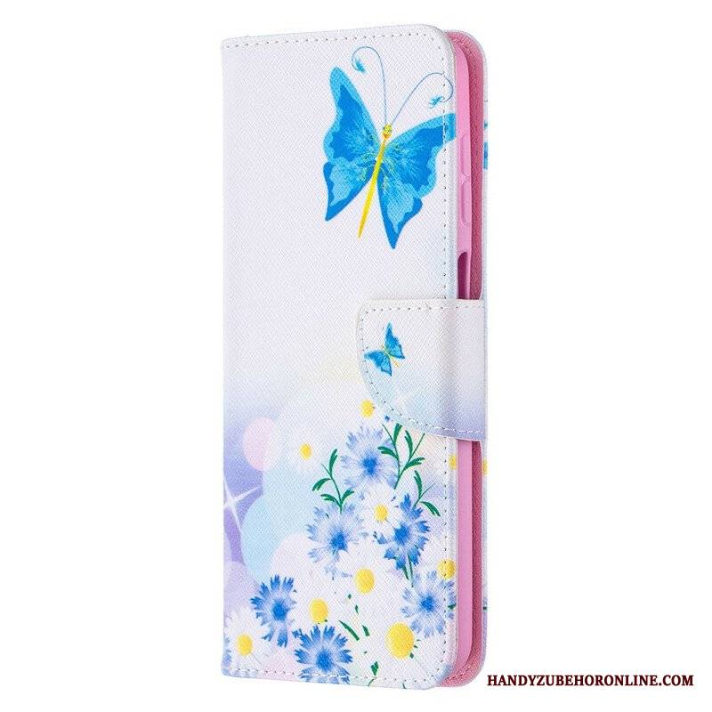 Etui Folio do Samsung Galaxy M12 / A12 Malowane Motyle I Kwiaty