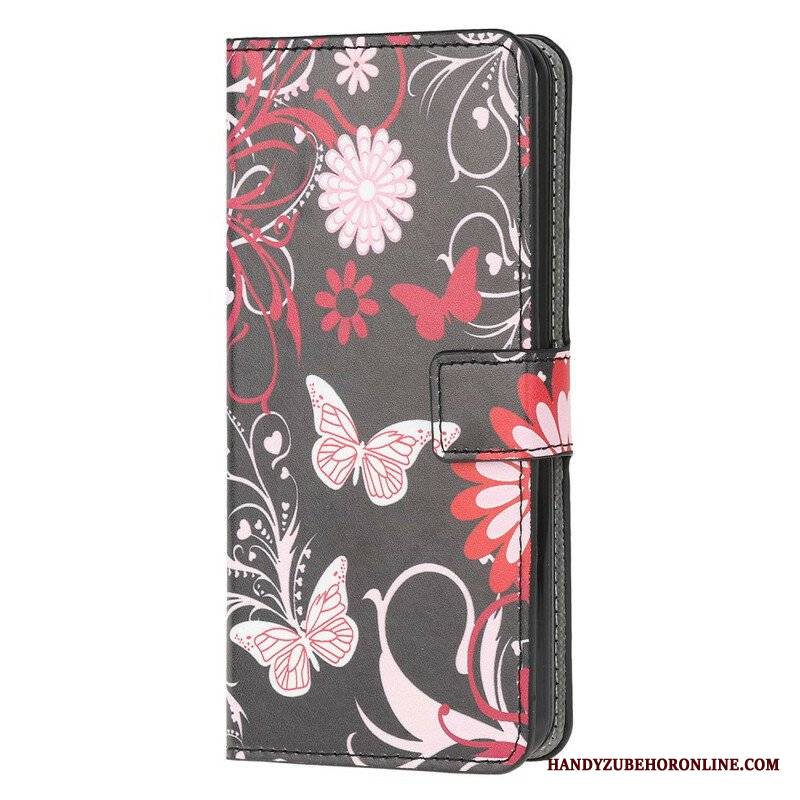 Etui Folio do Samsung Galaxy M12 / A12 Motyle I Kwiaty