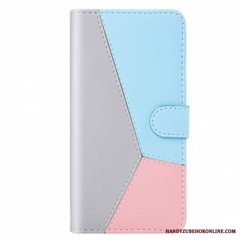 Etui Folio do Samsung Galaxy M12 / A12 Trójkolorowy Efekt Skóry