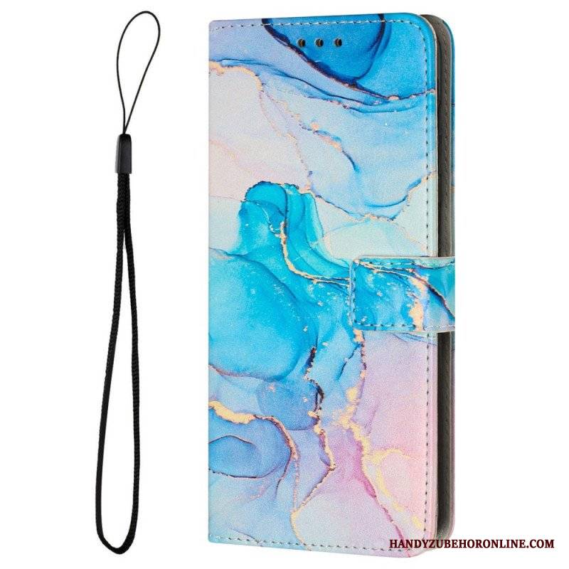 Etui Folio do Samsung Galaxy M13 Marmur Ze Smyczą