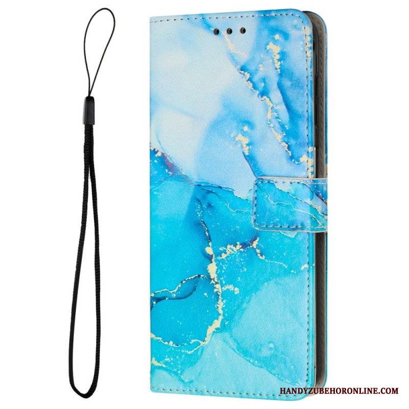 Etui Folio do Samsung Galaxy M13 Marmur Ze Smyczą