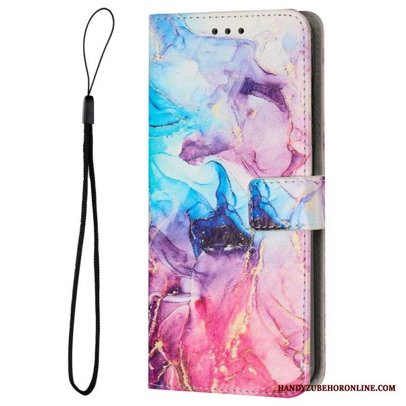 Etui Folio do Samsung Galaxy M13 Marmur Ze Smyczą