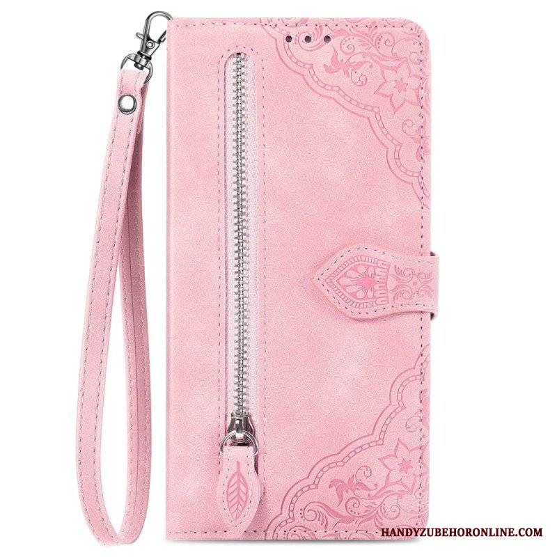 Etui Folio do Samsung Galaxy M13 Portmonetka Z Przodu W Kwiaty