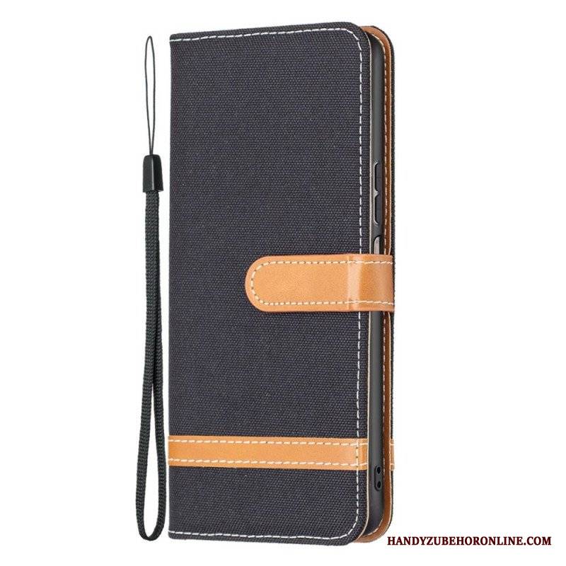 Etui Folio do Samsung Galaxy M23 5G Tkanina Z Paskiem