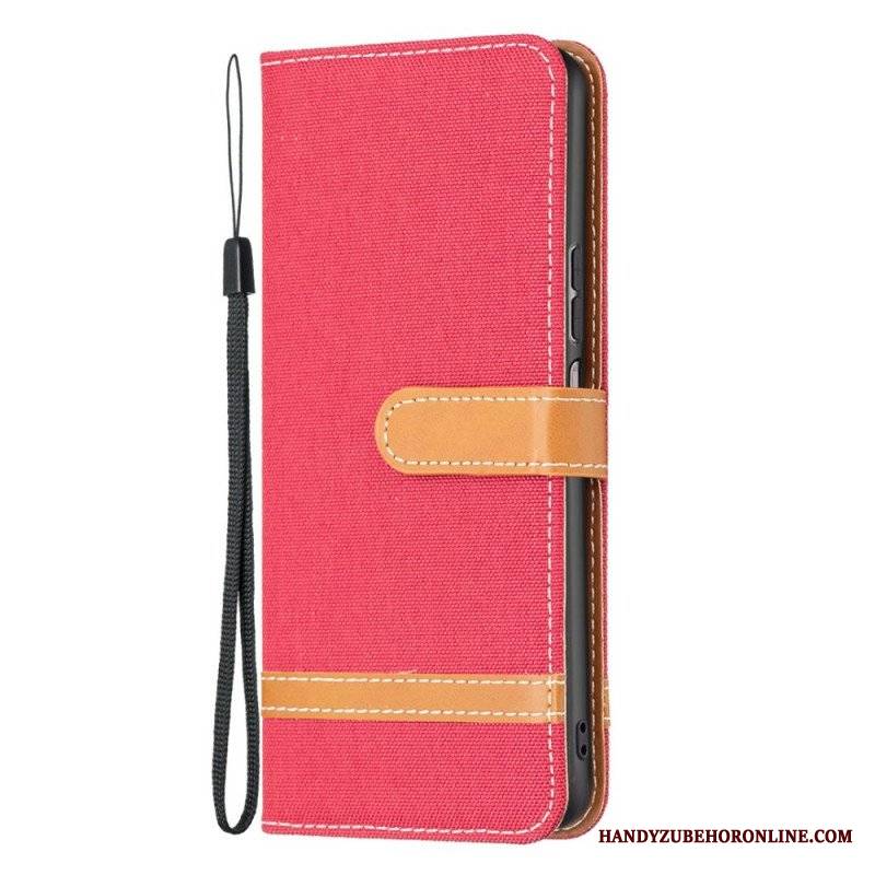 Etui Folio do Samsung Galaxy M23 5G Tkanina Z Paskiem