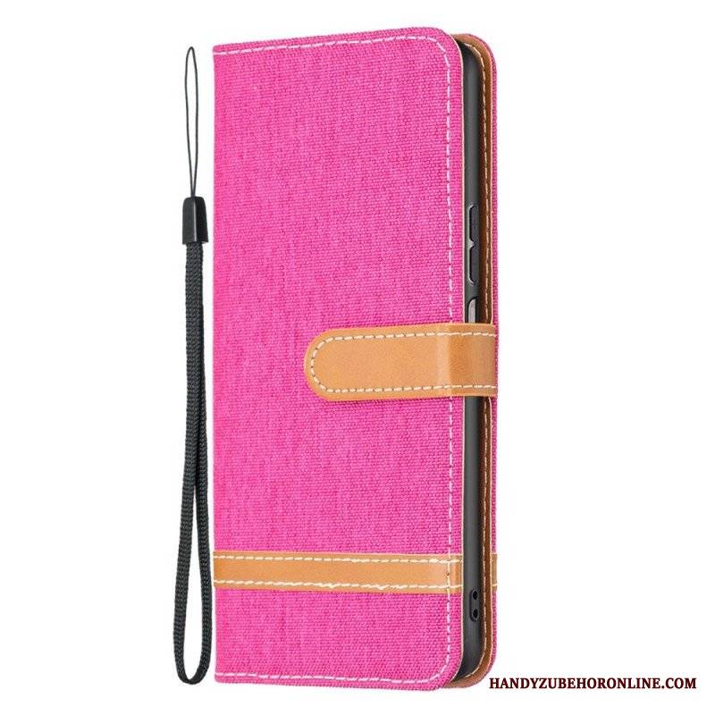 Etui Folio do Samsung Galaxy M23 5G Tkanina Z Paskiem