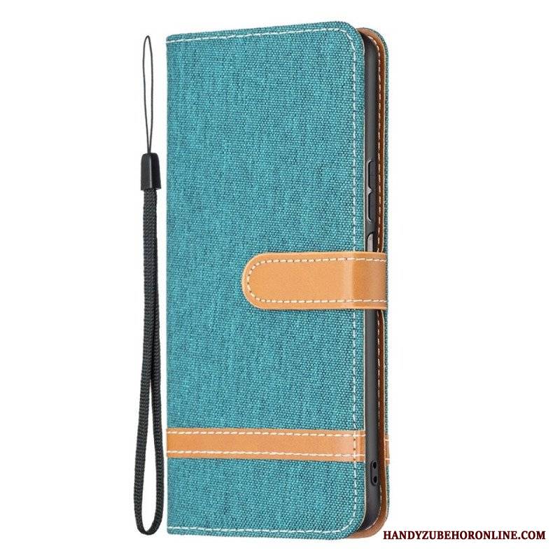 Etui Folio do Samsung Galaxy M23 5G Tkanina Z Paskiem