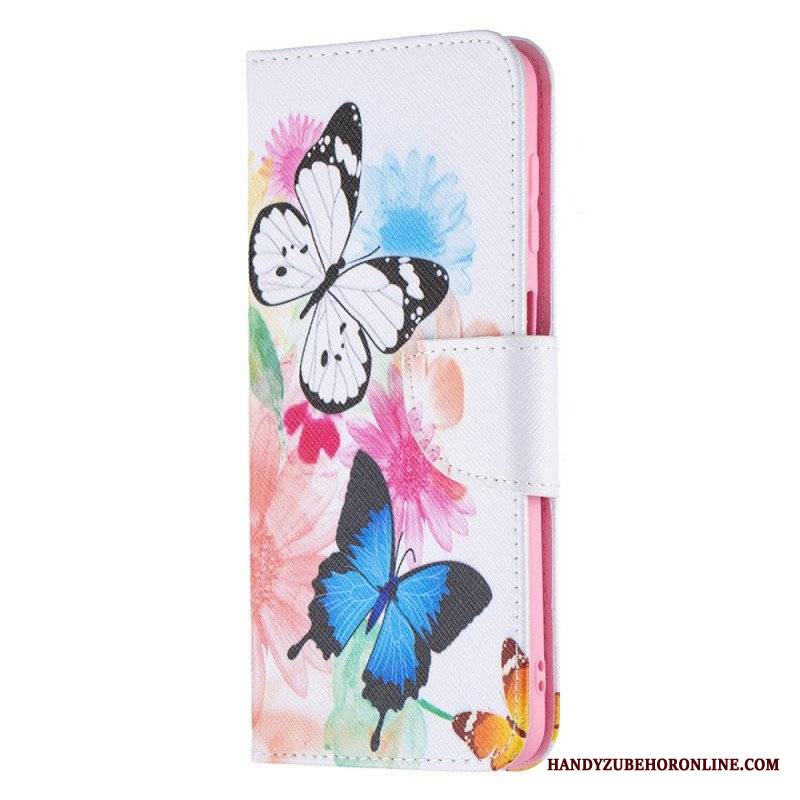 Etui Folio do Samsung Galaxy M32 Malowane Motyle I Kwiaty