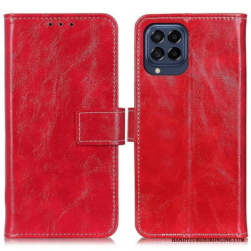 Etui Folio do Samsung Galaxy M53 5G Błyszcząca Sztuczna Skóra I Szwy